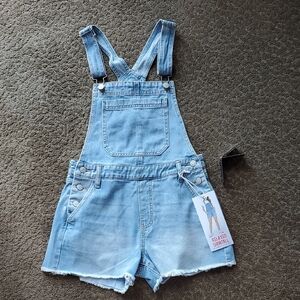 Celebrity Pink Light Blue Denim Short Overalls